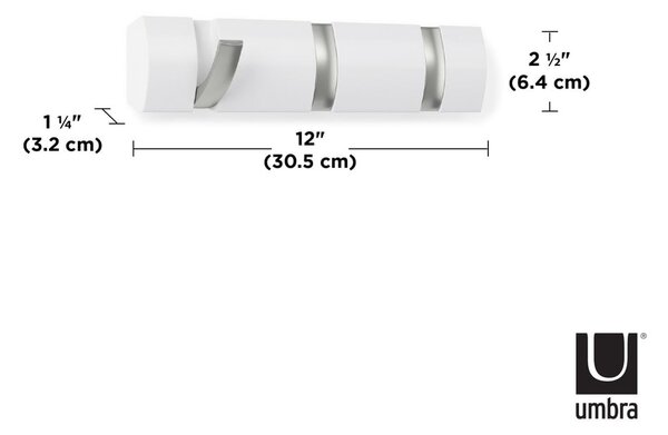 Appendiabiti da parete bianco in legno di pioppo Flip - Umbra