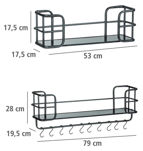 Set di 2 mensole in metallo nero da 79 cm Industrial - Wenko