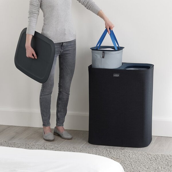 Cesta per il bucato color antracite in tessuto/in plastica 2x45 l Tota – Joseph Joseph