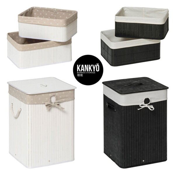 Cesto portabiancheria in legno a listelli 62 l Kankyo - Premier Housewares