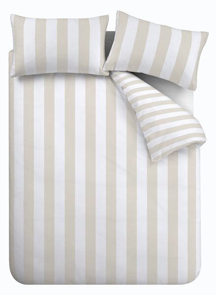 Biancheria da letto beige e bianca per letto matrimoniale 200x200 cm Cove Stripe - Catherine Lansfield