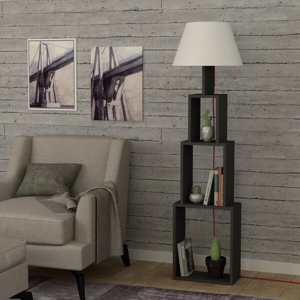 Lampada a stelo color antracite con paralume grigio chiaro Tower - Homitis