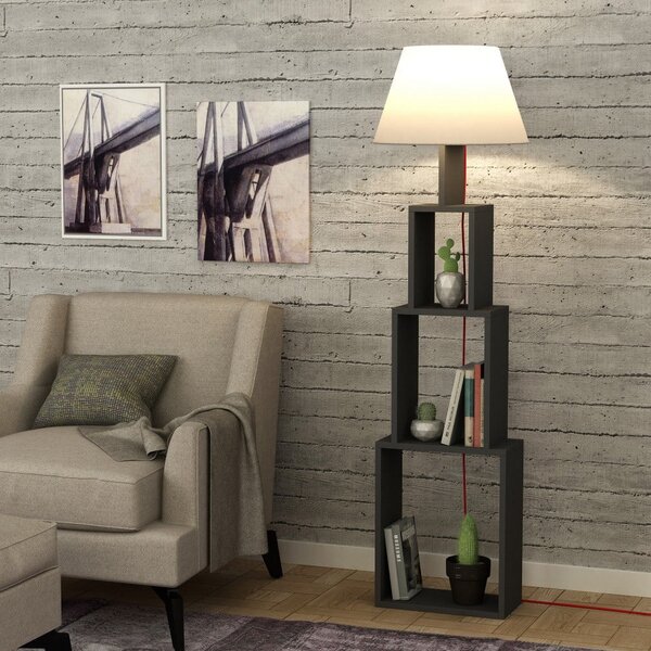 Lampada a stelo color antracite con paralume grigio chiaro Tower - Homitis