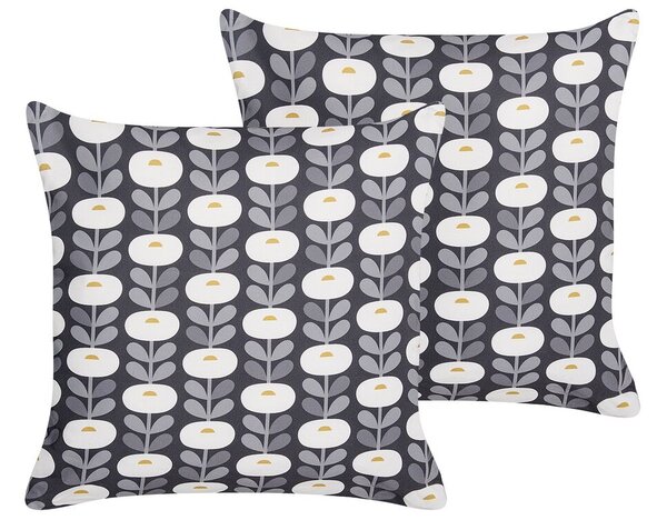 Set di 2 cuscini da giardino in tessuto di poliestere grigio con motivo geometrico 45 x 45 cm resistente all'acqua Beliani