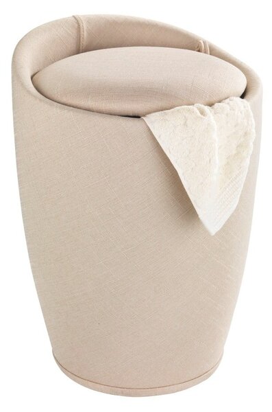 Cesto portabiancheria e sgabello beige in un unico look lino Candy - Wenko