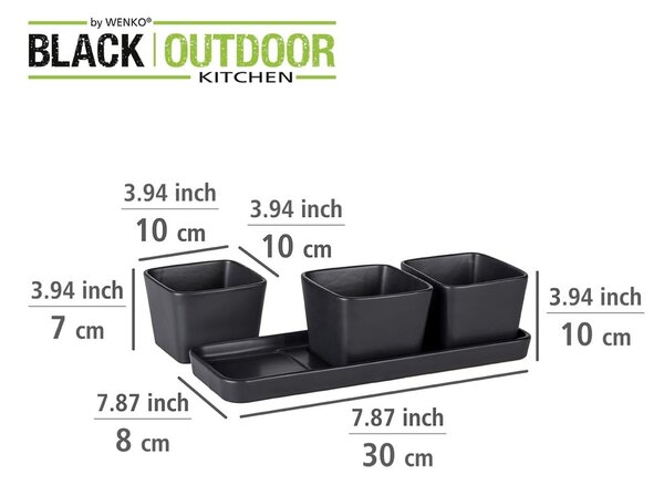 Set di 3 ciotole da portata in ceramica nera opaca Snack & Dip - Wenko