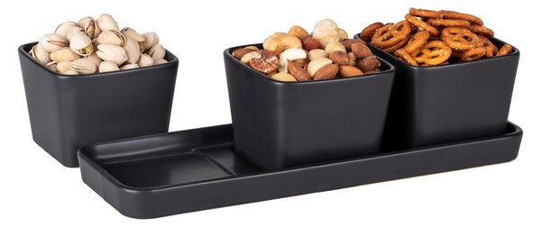 Set di 3 ciotole da portata in ceramica nera opaca Snack & Dip - Wenko
