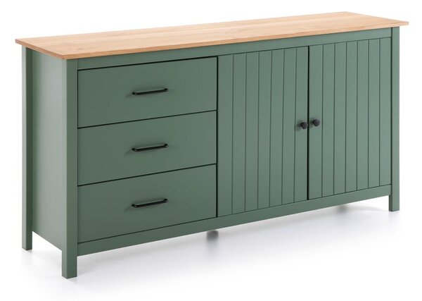 Cassettiera bassa in legno di pino di colore verde-naturale 150x80 cm Miranda - Marckeric