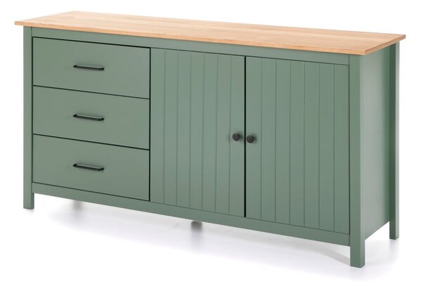 Cassettiera bassa in legno di pino di colore verde-naturale 150x80 cm Miranda - Marckeric