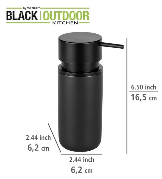 Dosatore di sapone in ceramica nera Black Outdoor Kitchen Silo - Wenko