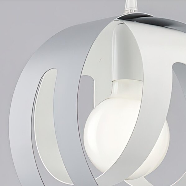 Sospensione con Binario e diffusori taglio laser in ferro laccato tre luci TOBIAS Dimensioni 86x h26cm - MAX 133,3 x E27 - 55 Watt Max, Cavo Elettrico Regolabile colore Bianco Grigio
