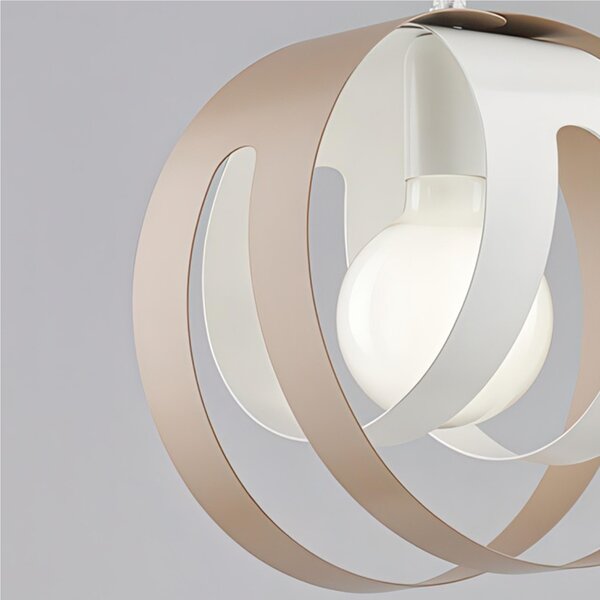 Sospensione con diffusore taglio laser in ferro laccato bianco e tortora 1 luce TOBIAS Dimensioni 26x h33 cm - MAX 133 1 x E27 - 55 Watt Max, colore Bianco Tortora