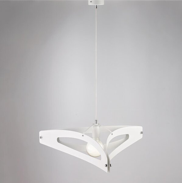 Sospensione con diffusore taglio laser in ferro laccato bianco ONYX Dimensioni 51x h 20 cm - MAX 120 1 x E27 - 55 Watt Max, finiture cromo lucido con cavo elettrico regolabile 1 luce