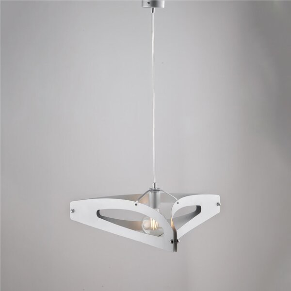 Lampadario in Ferro Laccato Decorazione Oro Antico Diffusore in Vetro �30 cm, 1 x E27 - 55 Watt Max, Dimensioni 30x30x h 36 cm - Max 110 cm Argento