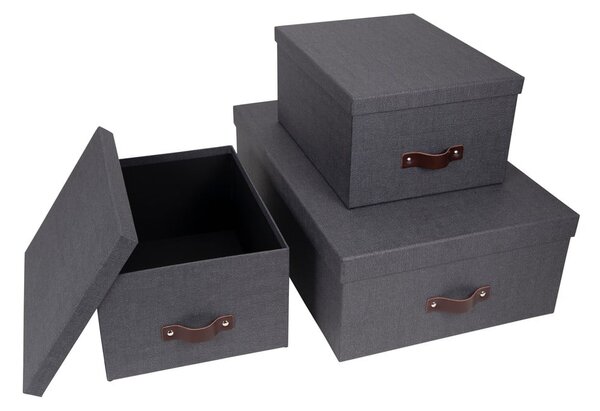 Set di 3 scatole portaoggetti nere Inge - Bigso Box of Sweden