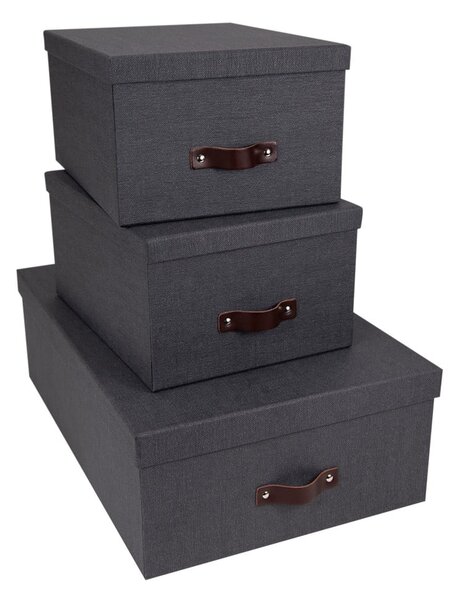Set di 3 scatole portaoggetti nere Inge - Bigso Box of Sweden