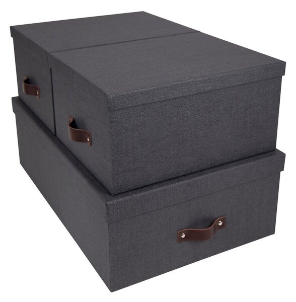 Set di 3 scatole portaoggetti nere Inge - Bigso Box of Sweden