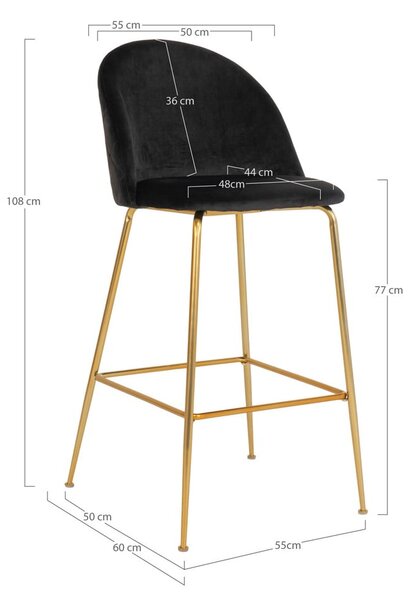 Sgabelli da bar in velluto nero in set di 2 108 cm Lausanne - House Nordic