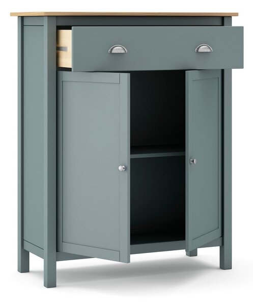Cassettiera verde polveroso in pino massiccio 90x110x40 cm Misti – Marckeric