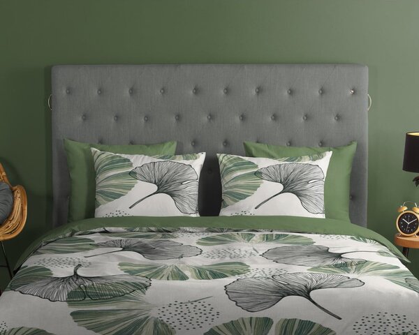 Biancheria da letto singola in cotone verde e crema 140x200 cm - Good Morning