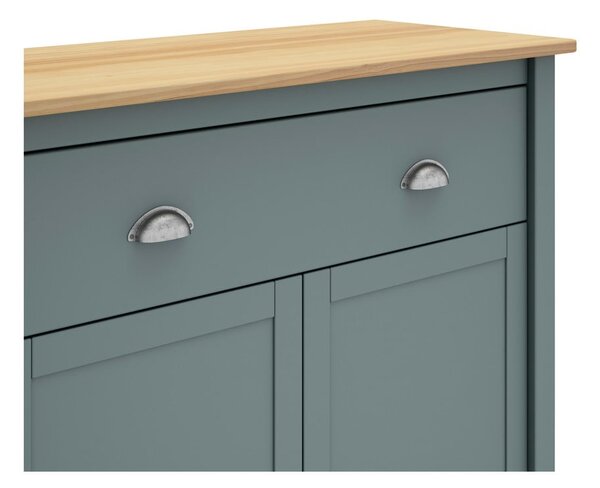 Cassettiera verde polveroso in pino massiccio 90x110x40 cm Misti – Marckeric