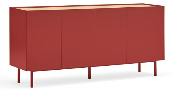 Cassettiera bassa rossa effetto rovere 165x78 cm Arista - Teulat