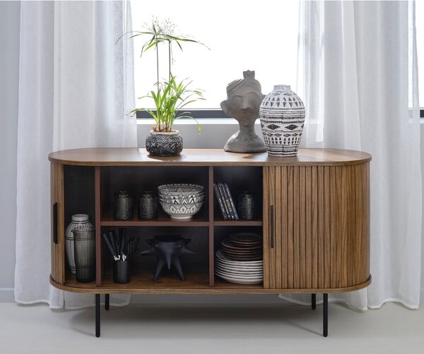 Cassettiera bassa marrone effetto rovere 140x76 cm Nola - Unique Furniture