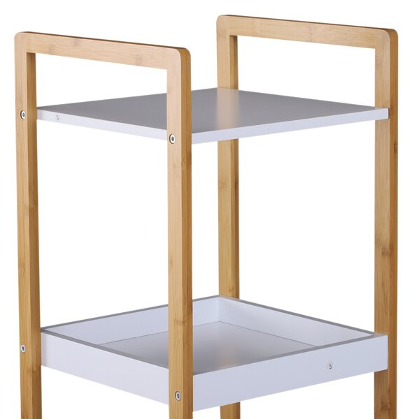 HOMCOM Scaffale Portaoggetti a 5 Ripiani in Bambù per Ingresso, Bagno e Ufficio, 32x30x130 cm, Bianco | Aosom Italy