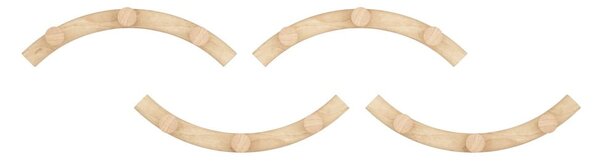 Appendiabiti da parete in set da 4 pezzi in legno di frassino in colore naturale Slinka - Umbra
