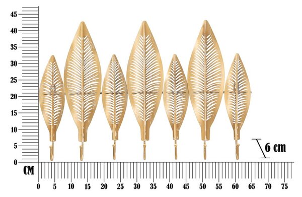 Appendiabiti da parete in metallo color oro Long Leaf - Mauro Ferretti