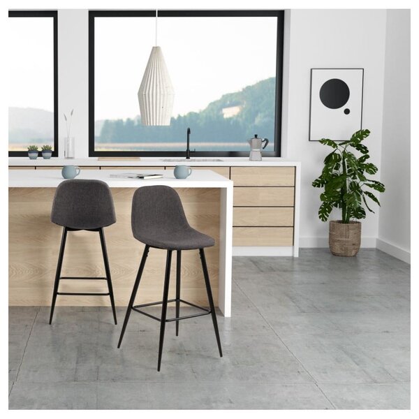 Set di sbagelli da bar grigi in imbottito 2 pz (altezza della seduta 65 cm) Wilma – Actona