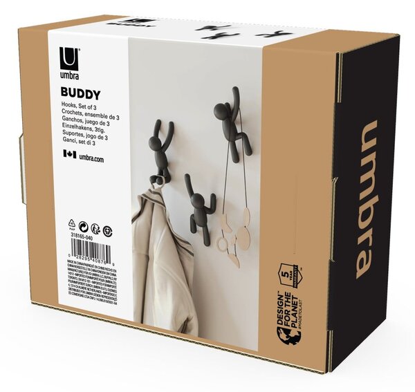 Ganci in plastica da parete in set da 3 Buddy - Umbra