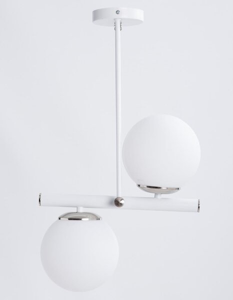 Lampada a sospensione con paralume in vetro bianco-argento ø 15 cm Libra - Squid Lighting