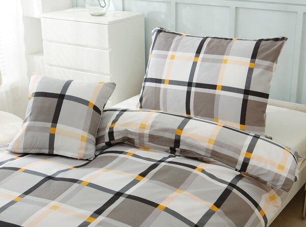 Biancheria da letto singola marrone e panna in microsatin 140x200 cm Henry - My House