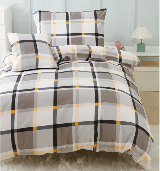 Biancheria da letto singola marrone e panna in microsatin 140x200 cm Henry - My House