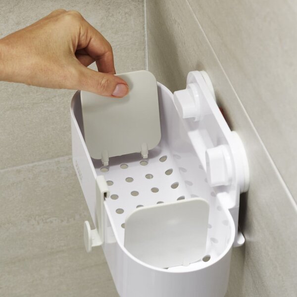 Scaffale da bagno in plastica bianca senza foratura Duo - Joseph Joseph