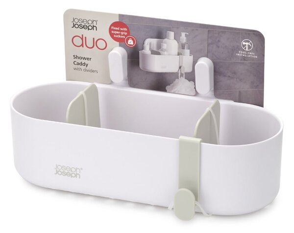 Scaffale da bagno in plastica bianca senza foratura Duo - Joseph Joseph