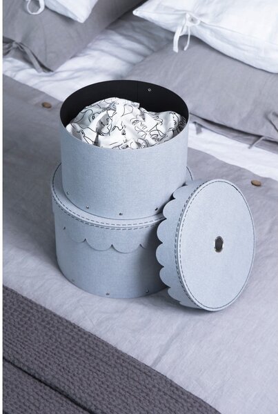 Scatole di cartone grigio chiaro con coperchio in set di 2 pezzi ø 26x17,5 cm Wilma - Bigso Box of Sweden