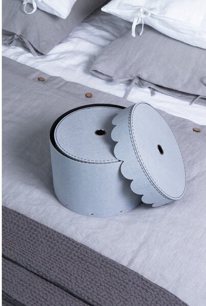 Scatole di cartone grigio chiaro con coperchio in set di 2 pezzi ø 26x17,5 cm Wilma - Bigso Box of Sweden