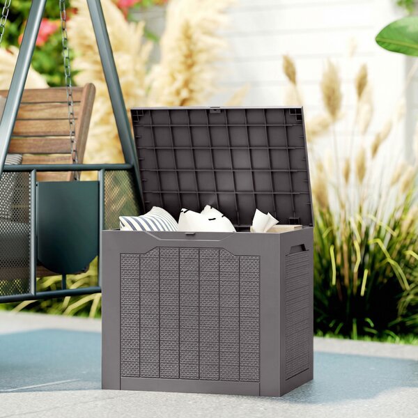 Outsunny Baule da Giardino con Maniglie, Contenitore Porta Attrezzi Impermeabile, 56x41x50 cm, Marrone | Aosom Italy