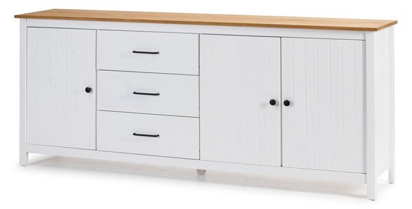 Cassettiera bassa bianca in legno di pino 190x80 cm Miranda - Marckeric