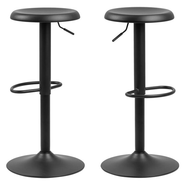 Sedia da bar nera in metallo con altezza regolabile (altezza della seduta 59 cm) Finch – Actona