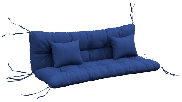 Outsunny Set da 4 Cuscini per Seduta Idrorepellenti con Lacci, 10 cm di Spessore, 150x50 cm, Blu | Aosom Italy