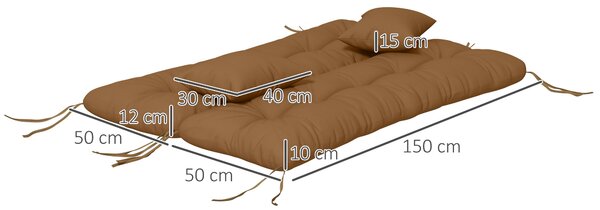 Outsunny Set da 4 Cuscini per Seduta Idrorepellenti con Lacci, 10 cm di Spessore, 150x50 cm, Marrone | Aosom Italy