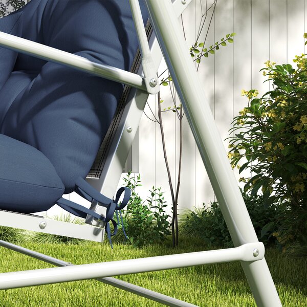 Outsunny Set da 4 Cuscini per Seduta Idrorepellenti con Lacci, 10 cm di Spessore, 150x50 cm, Blu | Aosom Italy
