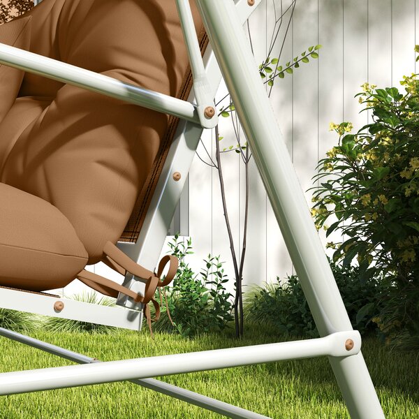 Outsunny Set da 4 Cuscini per Seduta Idrorepellenti con Lacci, 10 cm di Spessore, 150x50 cm, Marrone | Aosom Italy
