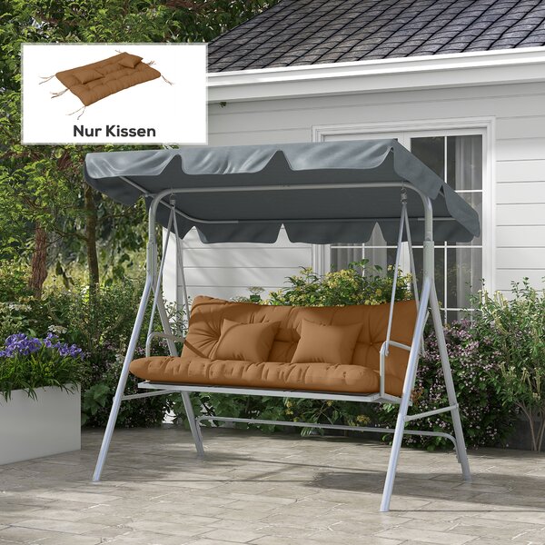 Outsunny Set da 4 Cuscini per Seduta Idrorepellenti con Lacci, 10 cm di Spessore, 150x50 cm, Marrone | Aosom Italy