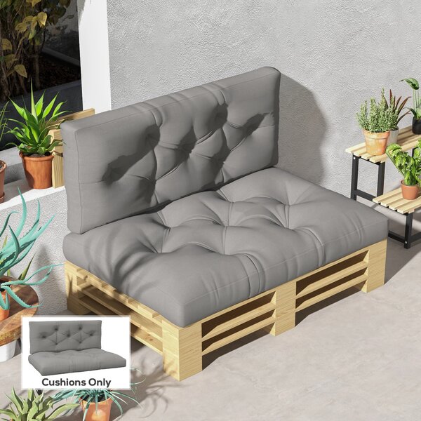 Outsunny Cuscino da Seduta Imbottita con Cuciture a Bottoni, 120x80x10 cm, Grigio | Aosom Italy
