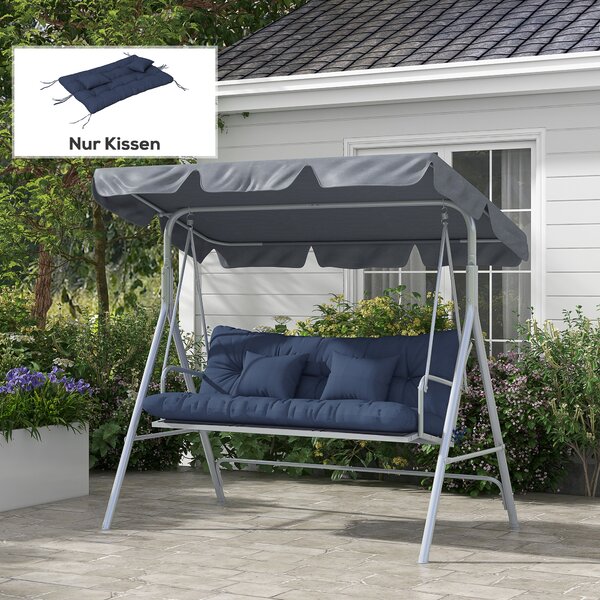 Outsunny Set da 4 Cuscini per Seduta Idrorepellenti con Lacci, 10 cm di Spessore, 150x50 cm, Blu | Aosom Italy