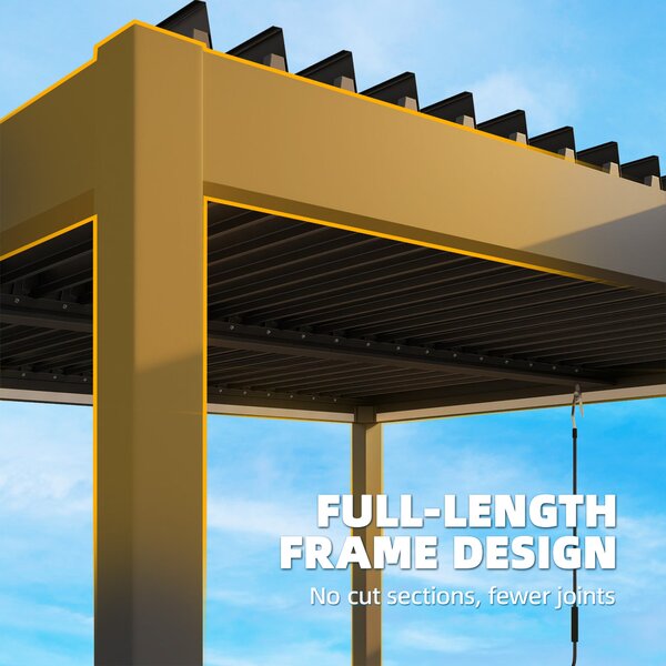 Outsunny Pergola 3x3 m, Copertura per Terrazza in Alluminio con Illuminazione LED, Telecomando, Tetto a Lamelle Regolabile | Aosom Italy